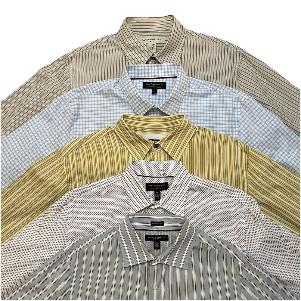 Lot of 5 Banana Republic Mens M Button Down Shirts Non Iron Long Sleeve Medium